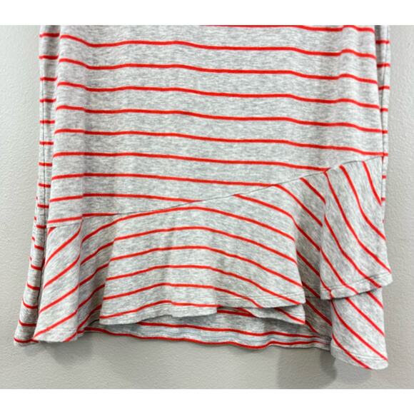 CAbi 5331 Ruffle Tank Gray Orange Striped Asymmetric Hem Sleeveless Top Sz S - Picture 4 of 7